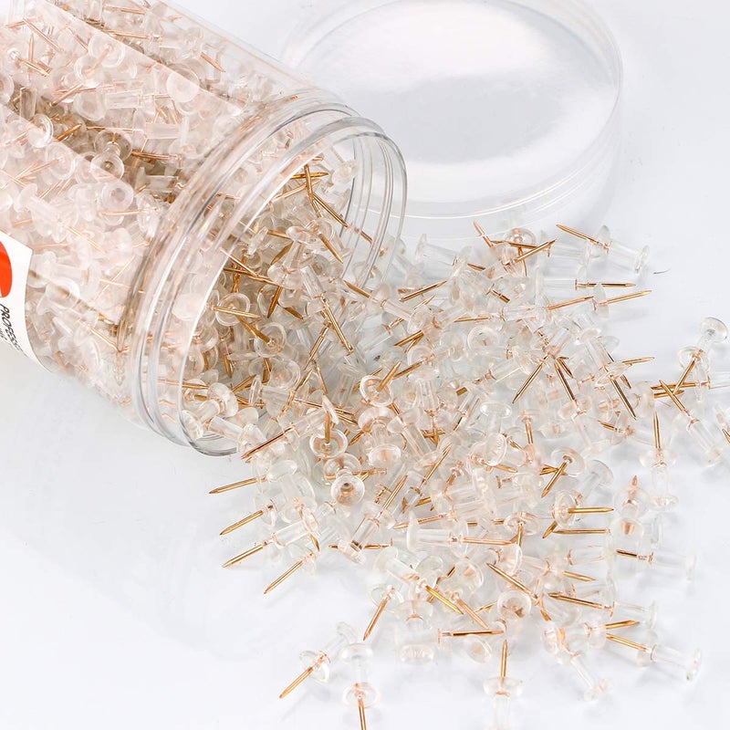 Yalis Push Pins 600 Count, Standard Rose Gold Pins Clear Thumb Tacks Steel Point and Clear Plastic Head (Rose Gold) - Image 4